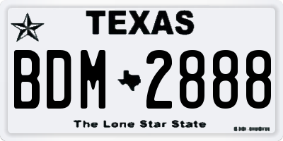 TX license plate BDM2888