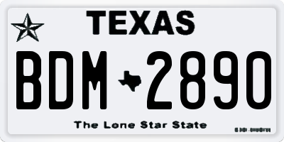 TX license plate BDM2890
