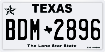 TX license plate BDM2896