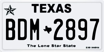 TX license plate BDM2897