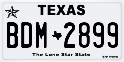 TX license plate BDM2899