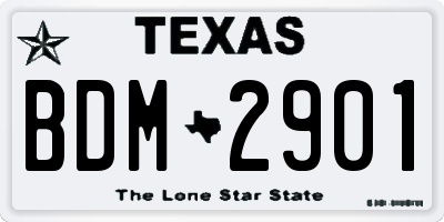 TX license plate BDM2901