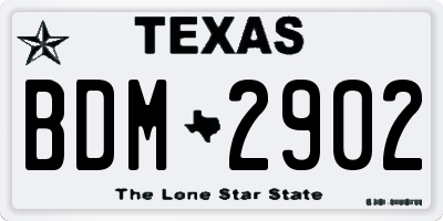 TX license plate BDM2902