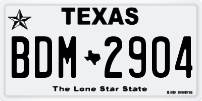 TX license plate BDM2904