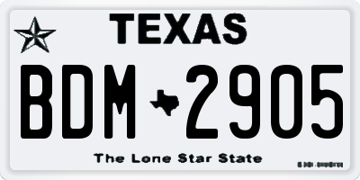TX license plate BDM2905