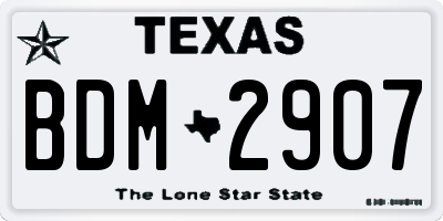 TX license plate BDM2907