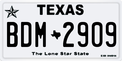 TX license plate BDM2909