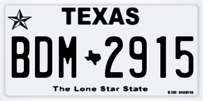 TX license plate BDM2915