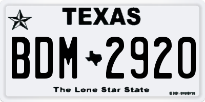 TX license plate BDM2920