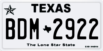 TX license plate BDM2922