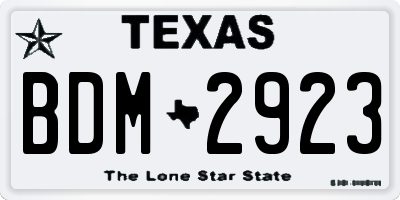 TX license plate BDM2923