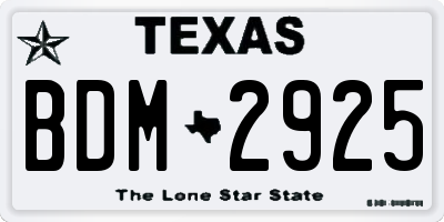 TX license plate BDM2925
