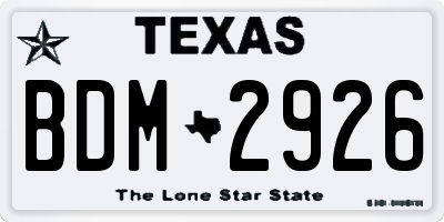 TX license plate BDM2926