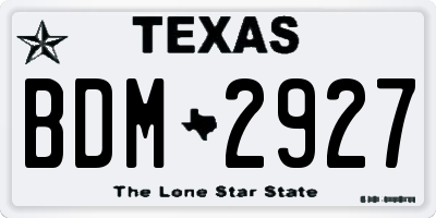TX license plate BDM2927