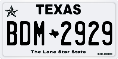 TX license plate BDM2929