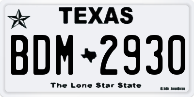 TX license plate BDM2930