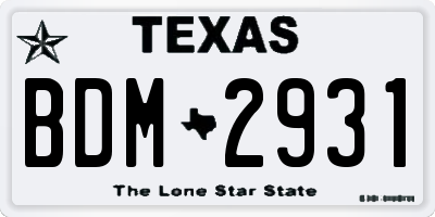 TX license plate BDM2931
