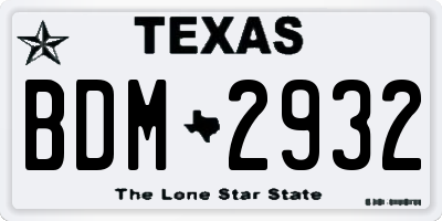 TX license plate BDM2932