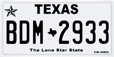 TX license plate BDM2933