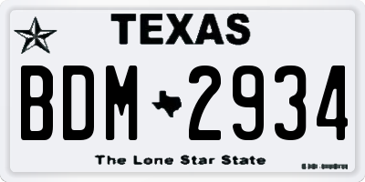 TX license plate BDM2934