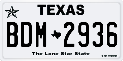TX license plate BDM2936