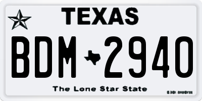 TX license plate BDM2940