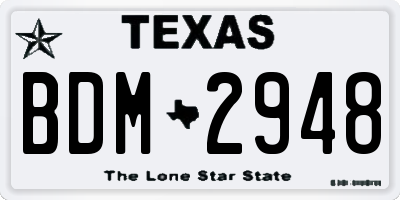 TX license plate BDM2948