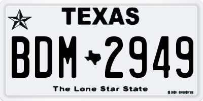 TX license plate BDM2949