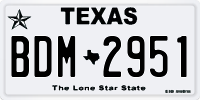 TX license plate BDM2951
