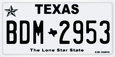 TX license plate BDM2953