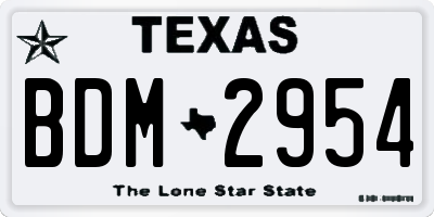 TX license plate BDM2954