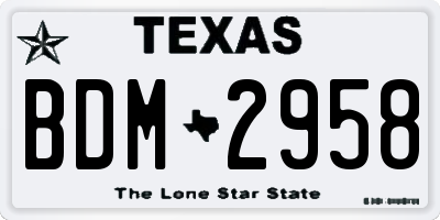 TX license plate BDM2958