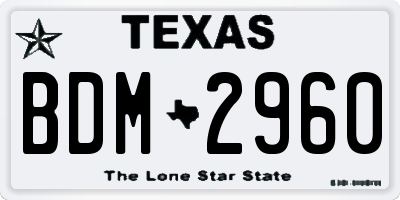 TX license plate BDM2960
