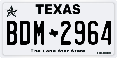 TX license plate BDM2964