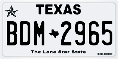 TX license plate BDM2965