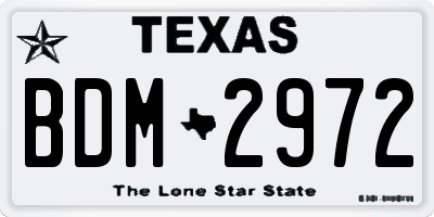 TX license plate BDM2972