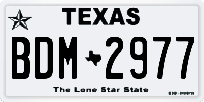TX license plate BDM2977