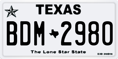 TX license plate BDM2980