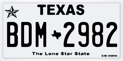 TX license plate BDM2982