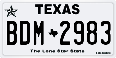 TX license plate BDM2983