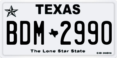 TX license plate BDM2990