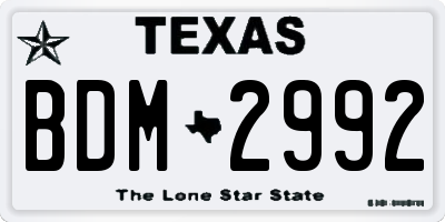 TX license plate BDM2992