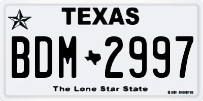 TX license plate BDM2997