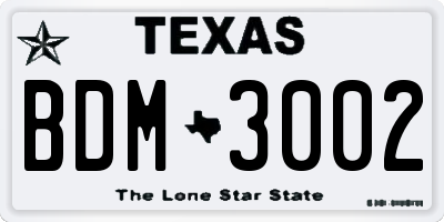 TX license plate BDM3002