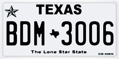 TX license plate BDM3006