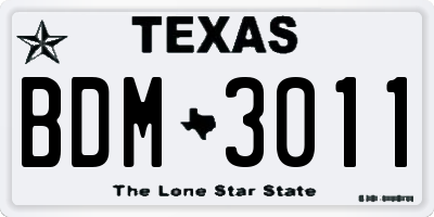 TX license plate BDM3011