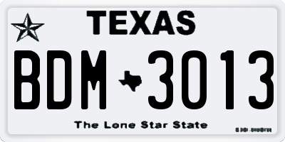 TX license plate BDM3013