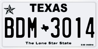 TX license plate BDM3014