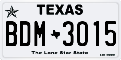 TX license plate BDM3015