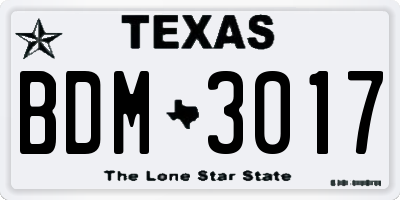 TX license plate BDM3017